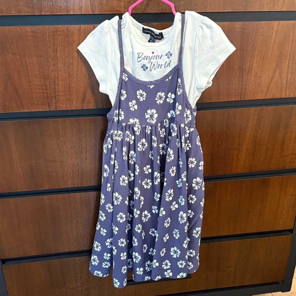 Floral Blue Kids Dress & T-Shirt Set French Connection